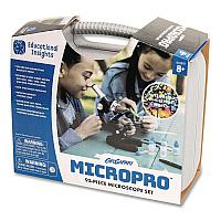 Educational Insights GeoSafari Micropro Microcope Set, 50x, 100x, 150x, 300x 600x Magnification, Plain Stage, Mirror Illuminator, Black, 95 Pieces (5301)