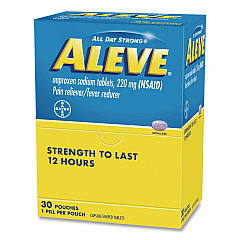 Aleve Pain Reliever Tablets Refill Packs, 1 Tablet/Packet, 30/Box (64028)