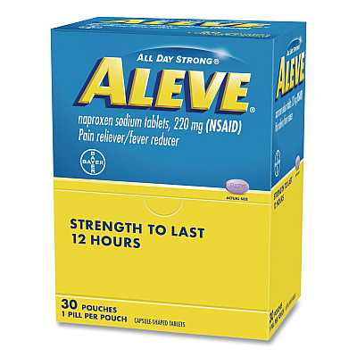 Aleve Pain Reliever Tablets Refill Packs, 1 Tablet/Packet, 30/Box (64028)