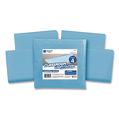Educational Insights Fluorescent Light Filter Covers, Rectangular, 2 ft x 4 ft, Tranquil Blue, 4 Covers (1230)
