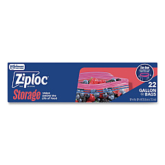 Ziploc Double Zipper Storage Bags, Triple System Seal, Gallon, 9.6" x 12.1", Clear, 22 Bags/Box, 12 Boxes/Carton (383231)