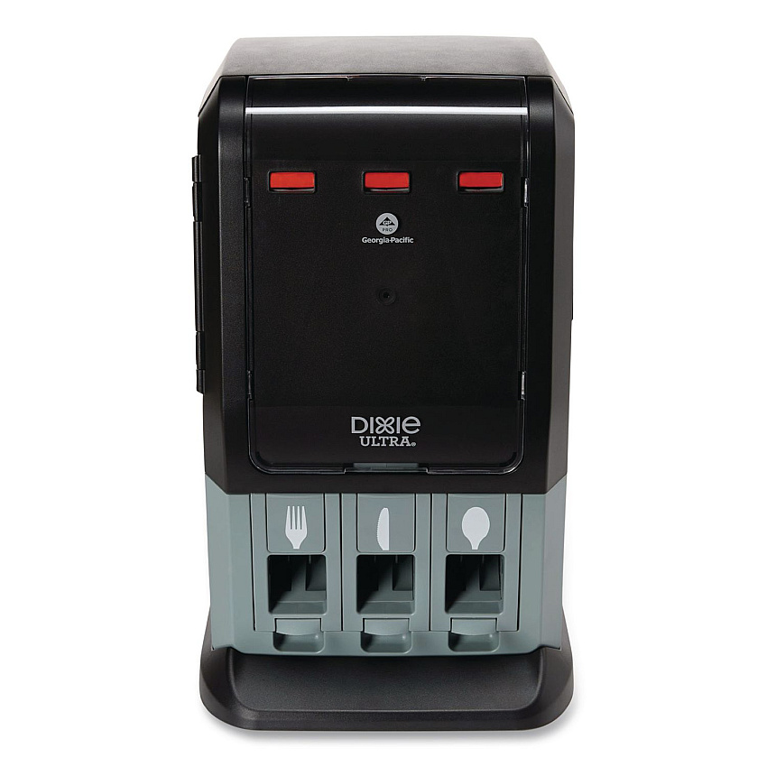 Dixie Tri-Tower Mini Dispenser, Holds Forks/Knives/Spoons or Sporks, 13.15 x 31.03 x 17.5, Black/Gray (DUSSTDSP3MIN)