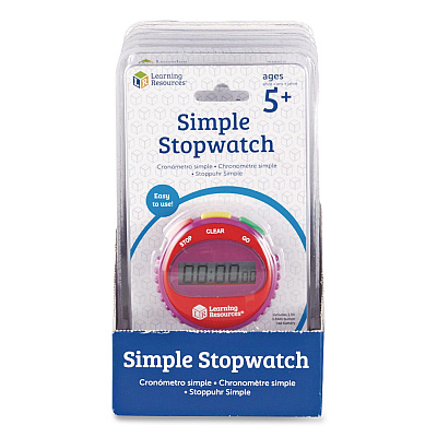 Learning Resources Simple Stopwatch, Accurate to 1/100 seconds, Randomly Assorted Colors, Black Lanyard, Set of 6 (LER0809)