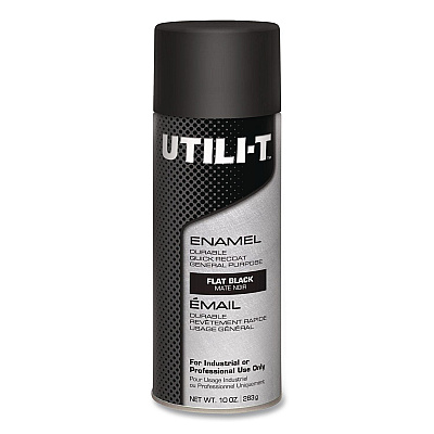 Rust-Oleum UTILI-T Spray Paint, Flat Black, 10 oz Aerosol Can, 6/Carton (387389)