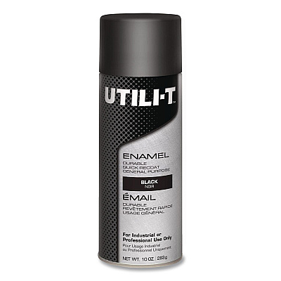 Rust-Oleum UTILI-T Spray Paint, Gloss Black, 10 oz Aerosol Can, 6/Carton (387390)