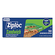 Ziploc Resealable Sandwich Bags, 6.5" x 5.88", Clear, 50/Box (383179BX)