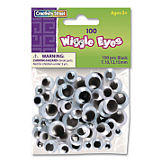 Creativity Street Wiggle Eyes Assortment, 0.27", 0.39", 0.47", 0.59", Black, 100/Pack (PAC344602R)