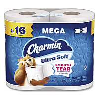 Charmin Ultra Soft Bathroom Tissue, Septic Safe, 2-Ply, White, 208 Sheets/Roll, 4 Rolls/Pack (19261PK)