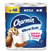 Charmin Ultra Soft Bathroom Tissue, Mega Roll, Septic Safe, 2-Ply, White, 208 Sheets/Roll, 12 Rolls/Pack (17579PK)