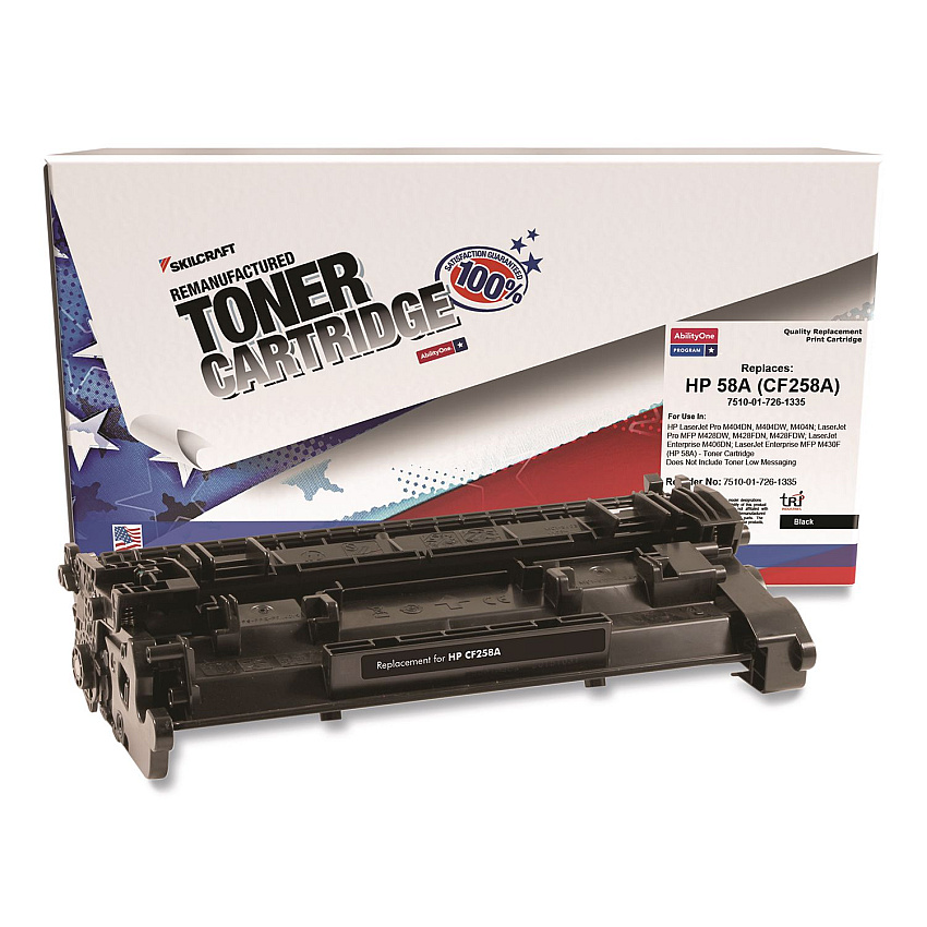 AbilityOne 7510017261335 Remanufactured CF258A (58A) Toner, 3,000 Page-Yield, Black