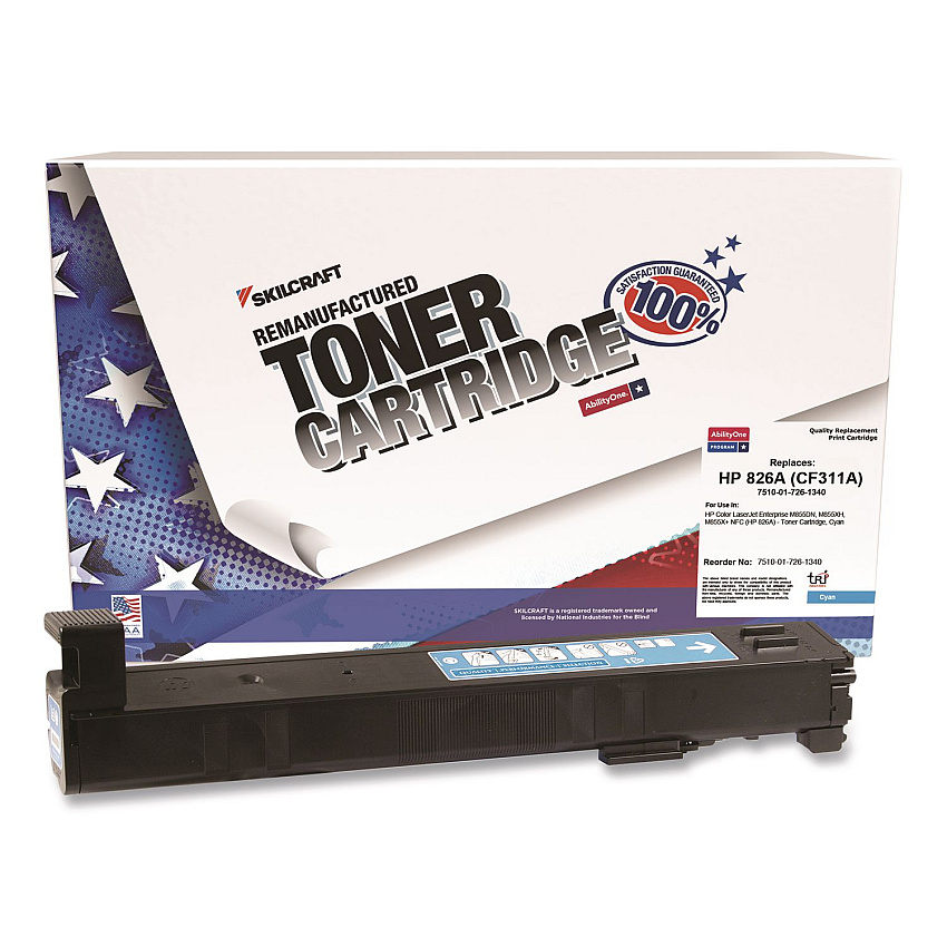 AbilityOne 7510017261340 Remanufactured CF311A (826A) Toner, 31,500 Page-Yield, Cyan
