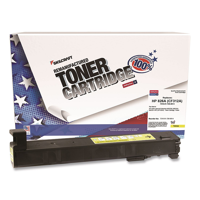 AbilityOne 7510017260614 Remanufactured CF312A (826A) Toner, 31,500 Page-Yield, Yellow