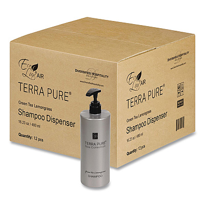 Diversified Hospitality Solutions Terra Pure Shampoo Air Pump, Green Tea Lemongrass, 16.23 oz Bottle, 12/Carton (458944)