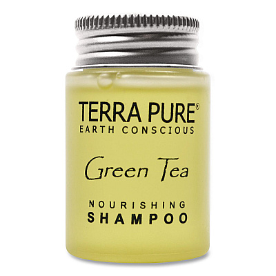 Diversified Hospitality Solutions Terra Pure Shampoo Jam Jar, Green Tea Lemongrass, 1 oz Jar, 300/Carton (007460)