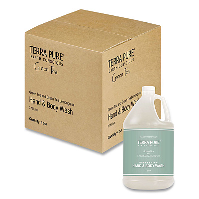 Diversified Hospitality Solutions Terra Pure Body Wash Gallon, Green Tea Lemongrass, 1 gal Bottle, 4/Carton (002294)