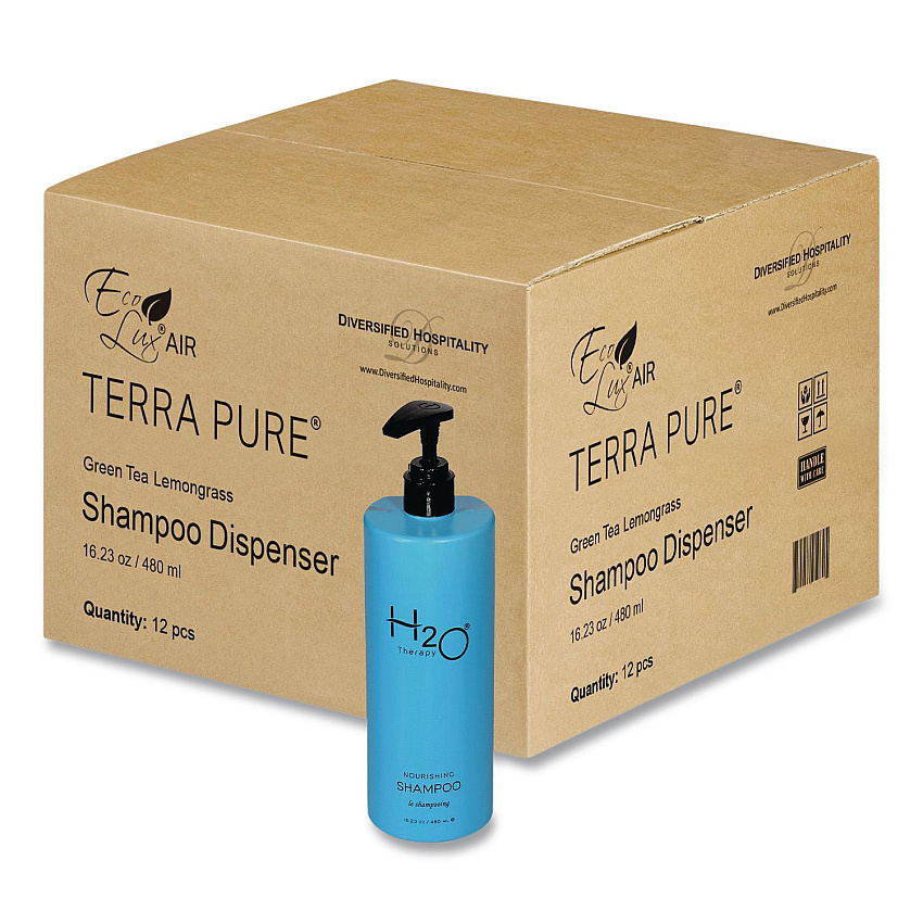 Diversified Hospitality Solutions H2O Therapy Shampoo Air Pump, White Tea and Lemongrass, 16.23 oz Bottle, 12/Carton (259805)