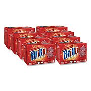 Brillo Steel Wool Soap Pads, 2.5 x 3, Gray/Pink, 4 Pads/Box, 12 Boxes/Carton (53304)