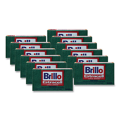 Brillo Commercial Heavy Duty Scrub Sponge, 3.5 x 6.12, 0.8" Thick, Orange/Green,12/Carton (21006)