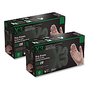 X3 by AMMEX Poly Food Safe Industrial Gloves, Powder-Free, Medium, Clear, 500/Box (PGLOVEM500)