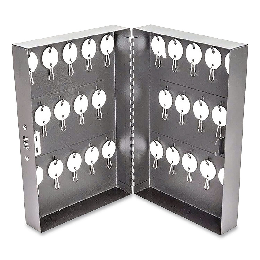 CONTROLTEK Combination Lockable Key Cabinet, 28-Key, 7.75 w x 3.25 d x 11.5 h, Metal, Gray (500150)