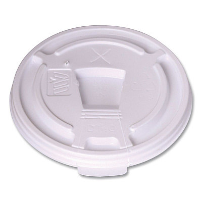 WinCup Plastic Lids for Foam Cups and Bowls, Drink-Thru, Fits 10 oz Hot Cups, White, 1,000/Carton (222064)
