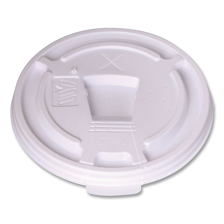 WinCup Plastic Lids for Foam Cups and Bowls, Drink-Thru, Fits 10 oz Hot Cups, White, 1,000/Carton (222064)