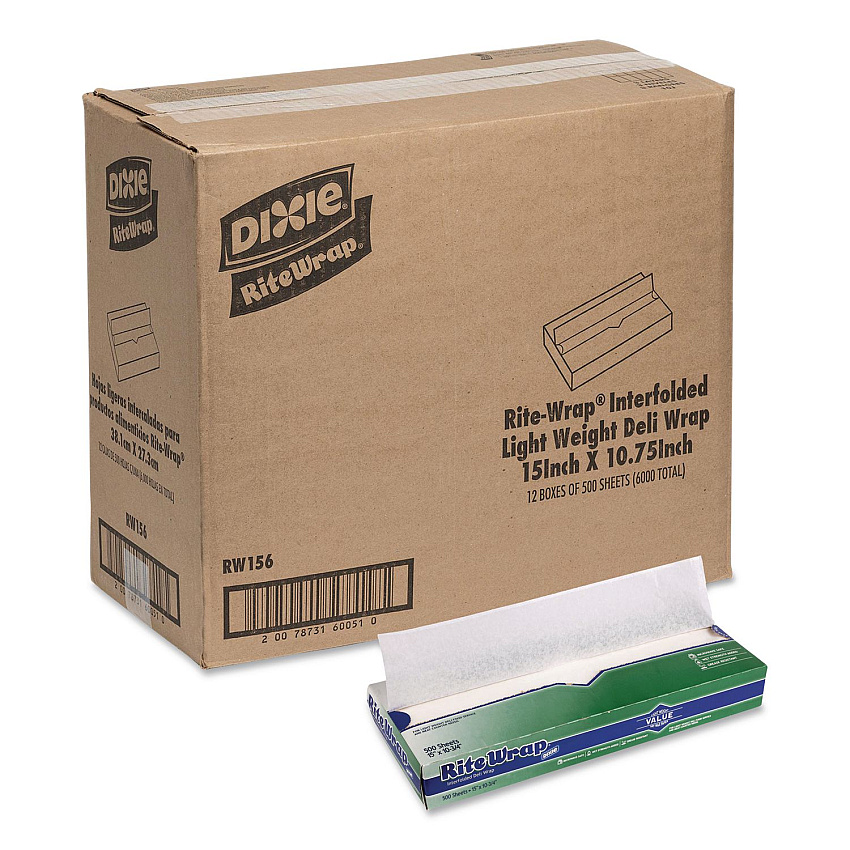 Dixie Dry Wax Light Weight Deli Paper, 15.12 x 10.75, 500/Pack, 12 Packs/Carton (RW156)