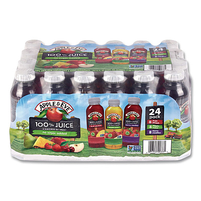 Apple & Eve 100% Fruit Juice Variety Pack, Assorted Flavors, 10 oz Bottle, 24/Carton (22002662)
