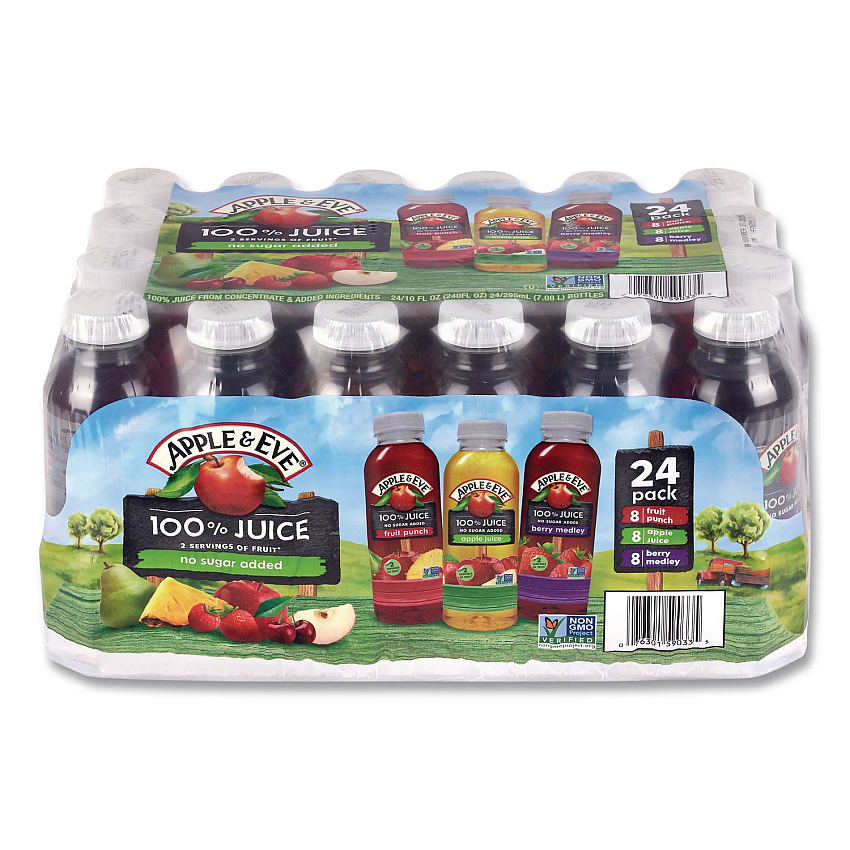 Apple & Eve 100% Fruit Juice Variety Pack, Assorted Flavors, 10 oz Bottle, 24/Carton (22002662)
