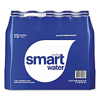 smartwater Vapor-Distilled Water, Unflavored, 33.8 oz Bottle, 15/Carton (22002684)