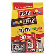 M & M's Milk Chocolate, Peanut and Peanut Butter Fun Size Variety Pack, Assorted Flavors, Individually Wrapped, 90 Pieces (22002630)
