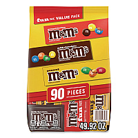 M & M's Milk Chocolate, Peanut and Peanut Butter Fun Size Variety Pack, Assorted Flavors, Individually Wrapped, 90 Pieces (22002630)