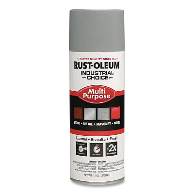 Rust-Oleum Industrial Choice 1600 System Multi-Purpose Enamel Spray Paint, Gloss ANSI 61 Light Gray, 12 oz Aerosol Can, 6/Carton (214645)