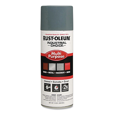 Rust-Oleum Industrial Choice 1600 System Multi-Purpose Enamel Spray Paint, Gloss ANSI 49 Medium Light Gray, 12 oz Aerosol Can, 6/Carton (214646)