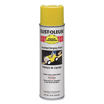 Rust-Oleum High Performance 2300 System Inverted Striping Paint, Semi-Gloss Yellow, 18 oz Aerosol Can, 6/Carton (2348838V)