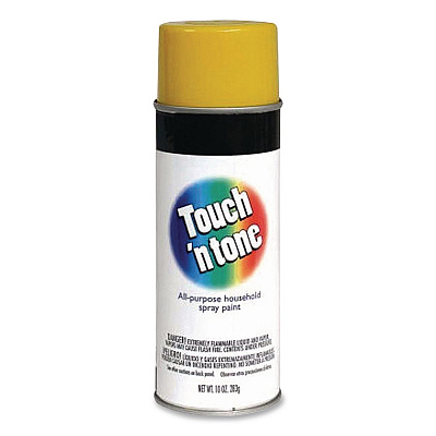 Rust-Oleum Touch'n Tone Spray Paint, Gloss Yellow, 10 oz Aerosol Can, 6/Carton (55272830)