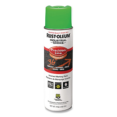 Rust-Oleum Industrial Choice M1600 System Solvent-Based Precision Line Marking Paint, Flat Fluorescent Green, 17 oz Aerosol Can, 12/CT (203023V)