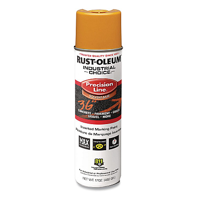 Rust-Oleum Industrial Choice M1600 System Solvent-Based Precision Line Marking Paint, Flat Yellow, 17 oz Aerosol Can, 12/Carton (203024V)