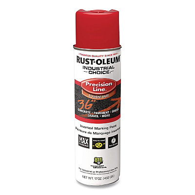 Rust-Oleum Industrial Choice M1600 System Solvent-Based Precision Line Marking Paint, Flat Red, 17 oz Aerosol Can, 12/Carton (203029V)