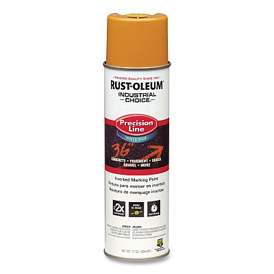 Rust-Oleum Industrial Choice M1800 System Water-Based Precision Line Marking Paint, Gloss Yellow, 17 oz Aerosol Can, 12/Carton (203033)
