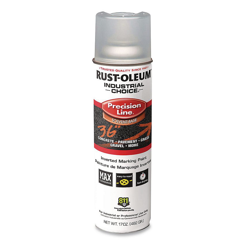Rust-Oleum Industrial Choice M1600 System Solvent-Based Precision Line Marking Paint, Flat Clear, 17 oz Aerosol Can, 12/Carton (1601838V)