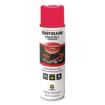 Rust-Oleum Industrial Choice M1600 System Solvent-Based Precision Line Marking Paint, Flat Fluorescent Pink, 17 oz Aerosol Can,12/Carton (1661838V)
