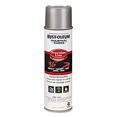 Rust-Oleum Industrial Choice M1600 System Solvent-Based Precision Line Marking Paint, Flat Silver, 17 oz Aerosol Can, 12/Carton (239007)