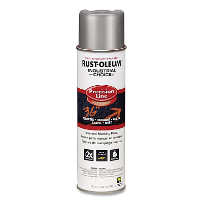 Rust-Oleum Industrial Choice M1600 System Solvent-Based Precision Line Marking Paint, Flat Silver, 17 oz Aerosol Can, 12/Carton (239007)