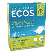 ECOS Liquidless Laundry Detergent Sheets, Free and Clear, 50 Sheets/Box (953710EA)