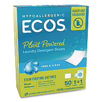 ECOS Liquidless Laundry Detergent Sheets, Free and Clear, 50 Sheets/Box (953710EA)