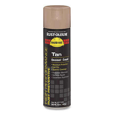 Rust-Oleum Hard Hat High Performance V2100 System Rust Preventive Enamel Spray Paint, Gloss Tan, 15 oz Aerosol Can, 6/Carton (V2171838)