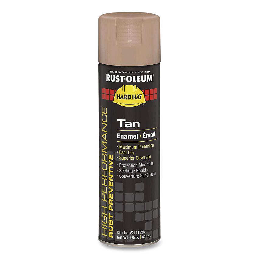 Rust-Oleum Hard Hat High Performance V2100 System Rust Preventive Enamel Spray Paint, Gloss Tan, 15 oz Aerosol Can, 6/Carton (V2171838)