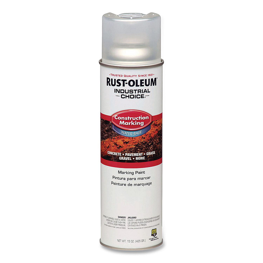 Rust-Oleum Industrial Choice M1400 System Water-Based Construction Marking Paint, Gloss Clear, 17 oz Aerosol Can, 12/Carton (264693)