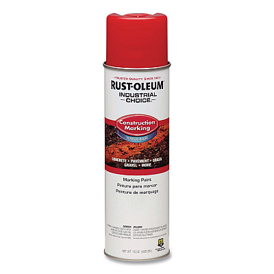 Rust-Oleum Industrial Choice M1400 System Water-Based Construction Marking Paint, Gloss Safety Red, 17 oz Aerosol Can, 12/Carton (264696)